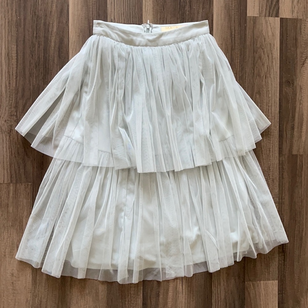 Light Blue Tulle Tiered Skirt